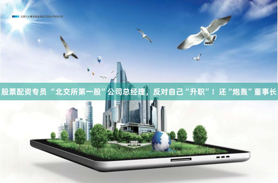 股票配资专员 “北交所第一股”公司总经理，反对自己“升职”！还“炮轰”董事长